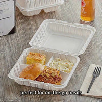 9x9 Eco-Friendly 3-Compartment To-Go Container (150 Pack)